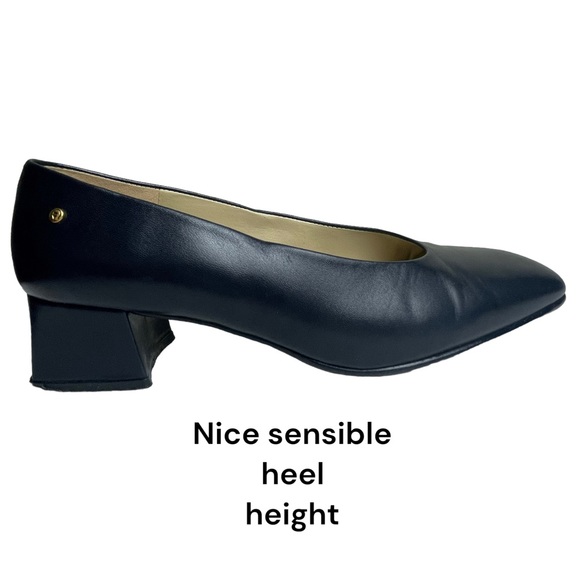 ETIENNE AIGNER Sarah Dark Navy Squared Toe Leather Low Heel Pumps - Size 7 M - Picture 8 of 16